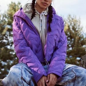 Free People FP Movement Gettin Lost Packable Puffer Small New Red Violet